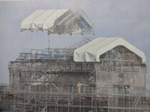 熊本城大天守の防水シートが、４月３日撤去されました